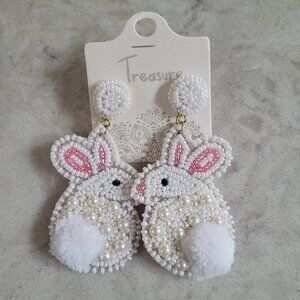 Easter Earrings Bunny Rabbit Seed Bead Easter Basket Stuffer Free Ship